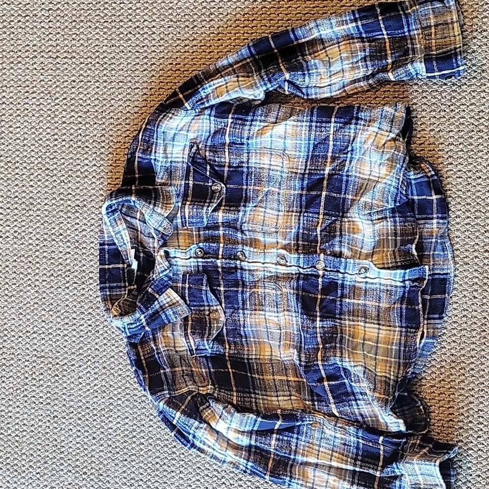 Blue plaid crop shirt